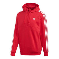 adidas originals Half Zipper Pullover hooded Fleece Lined Stay Warm Red FM3763