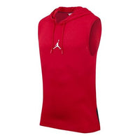 سترة رياضية Air Jordan Air Dri-Fit Back بغطاء رأس وطبعة أبجدية للرجال باللون الأحمر CW0373-687