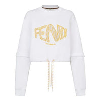 (WMNS) FENDI FW21 Detachable sleeve Round Neck Sports Short Hoodie White FS7461AG7CF0ZNM