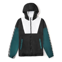 جاكيت رياضي بغطاء رأس من Vans بتصميم زوجين أسود وأخضر وأسود-أخضر VN0A4MLABLK