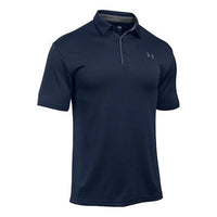 قميص بولو رجالي من Under Armour Tech Golf Sports فضفاض وجيد التهوية بأكمام قصيرة باللون الأزرق الداكن 1290140-410