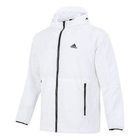 جاكيت adidas St Wv Newblock كاجوال رياضي قابل للتنفس بغطاء رأس أبيض H40233