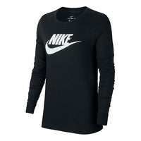 (WMNS) Nike Nsw Tee Essntl Ls Icon Ftr Casual Breathable Alphabet Sports Long Sleeves Black T-Shirt BV6171-010