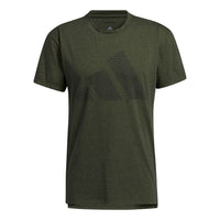 adidas Three-bar Tee Logo Printing Training Sports Short Sleeve Green GT7249