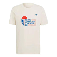 adidas originals Bluev. Grp Tee Snow Mountain Alphabet Pattern Round Neck Sports Short Sleeve Beige HC7587
