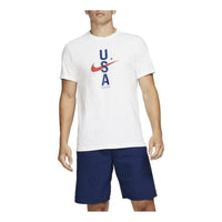 تي شيرت Nike Dri-Fit رجالي أبيض بأكمام قصيرة ورقبة دائرية وشعار مطبوع CK0455-100