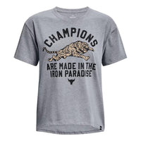(WMNS) Under Armour Project Rock Iron Heavyweight T-shirt 'Grey' 1376918-035