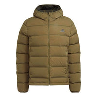 جاكيت adidas Helionic SHJ Outdoor Stay Warm بغطاء رأس وريش أخضر GT9235