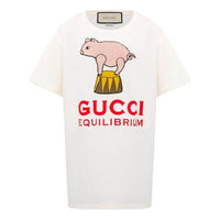 (WMNS) حذاء Gucci Equilibrium PIggy المطبوع للنساء باللون الأبيض 615044-XJCRI-9095