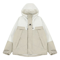 New Balance Logo Embroidered Colorblock Hooded Jacket Couple Style White 5AC14103-BEI