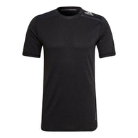 Men's adidas Mesh Panel Armpit Round Neck Pullover Short Sleeve Black T-Shirt HE5441