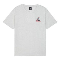 New Balance Logo Embroidered Round Neck Short Sleeve Gray T-Shirt AMT13573-SAH