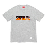 توب Supreme FW19 Week 1 Flame S/S بأكمام قصيرة وشعار للجنسين رمادي SUP-FW19-024