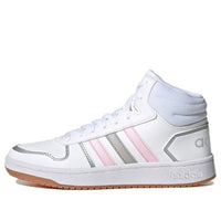 (WMNS) حذاء adidas Hoops 2.0 Mid باللون الأبيض والوردي والرمادي FY6020