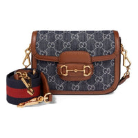 (WMNS) حقيبة كتف جوتشي هورسبيت 1955 ريترو "رمادي أزرق بني" 658574-2KQPG-8391
