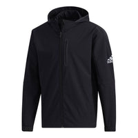 جاكيت adidas M Mh Wrm Wd Jkt سادة اللون مبطن بالصوف يبقى دافئًا بغطاء رأس أسود GE0408