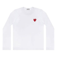 COMME des GARCONS PLAY شعار تي شيرت طويل الأكمام "أبيض" AZ-T118-051-2