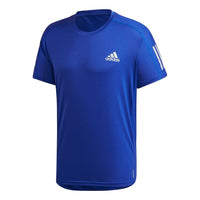 تي شيرت adidas Own the Run للتدريب الرياضي بخطوط عاكسة وأكمام قصيرة باللون الأزرق FS9800