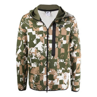 جاكيت Nike رجالي بغطاء رأس وسحاب ونقشة هندسية كاملة مطبوع عليه شعار DM6456-072 باللون الأخضر