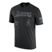 Nike NBA Los Angeles Lakers Courtside Logo Printing Round Neck Pullover Short Sleeve Black DH6745-010