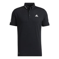 adidas Printing Logo Casual Stripe Short Sleeve Polo Shirt Black HA3130