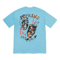 تي شيرت Supreme SS20 Week 1 Laugh Now بأكمام قصيرة مطبوع عليه وجه مبتسم من Thorns للجنسين باللون الأزرق SUP-SS20-291