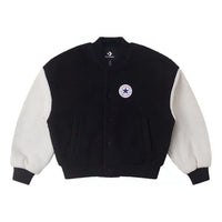 (WMNS) Converse Sherpa Varsity Jacket 'Black White' 10025206-A01