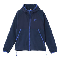 Nike Sportswear Full-length zipper Cardigan hooded Fleece Lined Jacket Blue DM1220-410