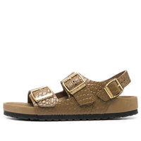 Birkenstock Milano Embossed Leather Narrow Fit Sandals 'Emboss Mud Green' 1024258