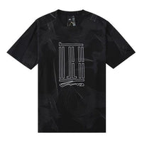 adidas Wj Aop Tee Pattern Printing Sports Training Casual Short Sleeve Black HE5140