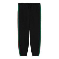 بنطلون رياضي قطني مطبوع عليه شبكة من مجموعة Gucci x THE NORTH FACE Crossover SS21 باللون الأسود 657490-XJDIP-1082
