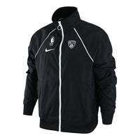 Men's Nike NBA Brooklyn Nets Logo Printing Zipper Stand Collar Jacket Autumn Black DH9118-010