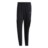 بنطلون رياضي رجالي adidas neo Sw Wvn Crg Tp كاجوال رياضي بجيوب وحزام خصر مطاطي طويل أسود H55277