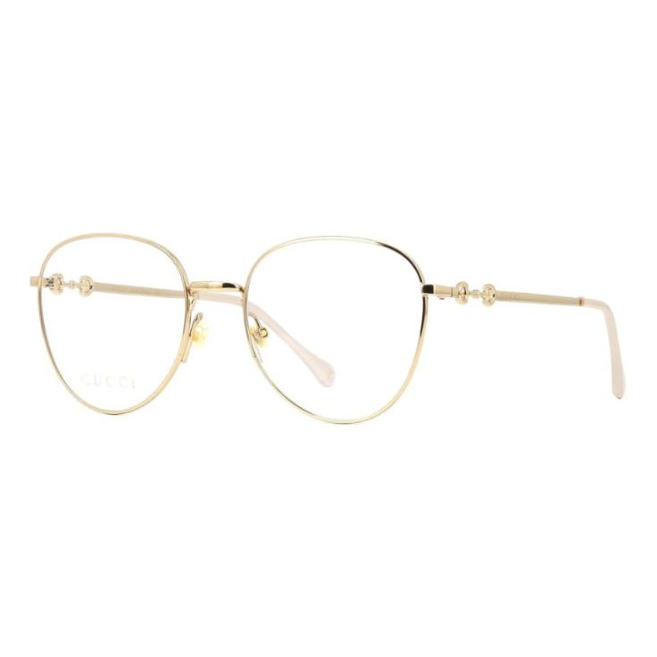 إطار نظارات طبية Gucci Horsebit Metallic Round Frame ذهبي اللون للجنسين GG0880O-001