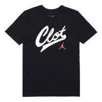 حذاء Air Jordan x CLOT Crossover مطبوع برقبة دائرية وأكمام قصيرة وطبعة آسيوية باللون الأسود AV6261-010