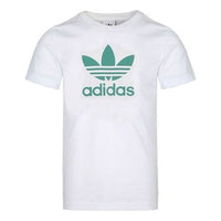 adidas originals Trefoil Alphabet Logo Round Neck Short Sleeve White FM3789