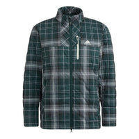 adidas Tartan Check Padded Jacket 'Green Teal' HG8218