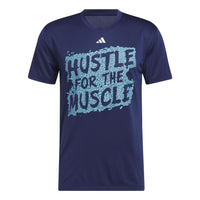 adidas Hustle for the Muscle AEROREADY Short Sleeve Graphic Training Tee 'Dark Blue' H44746