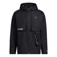 Men's adidas x Transformers Crossover Solid Color Sports Long Sleeves Hooded Jacket Black HM7464
