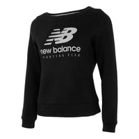 (WMNS) New Balance Logo Sweatshirt Asia Sizing 'Black White' AWT71616-BK