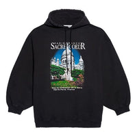 (WMNS) Balenciaga Classic Printing Loose Hoodie Black 641529TJVH91000