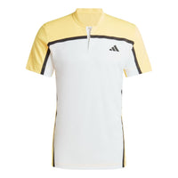 قميص بولو adidas Tennis HEAT.RDY Pro FreeLift Henley، مقاسات آسيوية، "أبيض وأصفر"، IS8969