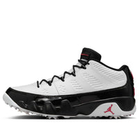 حذاء Air Jordan 9 Retro Low Golf باللون الأبيض والأسود والأحمر الحقيقي FJ5934-100