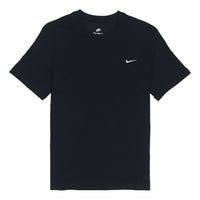 Nike Sportswear Solid Color Embroidered Logo Micro Mark Round Neck Casual Short Sleeve Black BV0508-010
