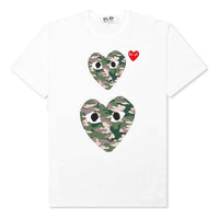 COMME des GARCONS PLAY Camouflage Two Heats Logo Tee 'White' AZ-T246-051-1
