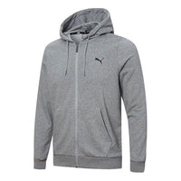 جاكيت PUMA Ess Logo سادة بغطاء رأس باللون الرمادي 848732-03