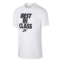 تي شيرت Nike Sportswear مطبوع عليه أبجدية بأكمام قصيرة باللون الأبيض BV7531-100