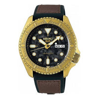 Men's SEIKO No. 5 Series Retro Automatic Mechanical waterproof Watch Black Brown SRPE80K1
