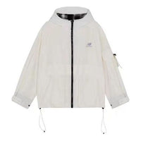 (WMNS) New Balance Logo Printing Woven Sports Hooded Jacket Milky White AWJ13351-IV