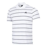 قميص بولو رياضي كاجوال بأكمام قصيرة من adidas Stripe Small Label باللون الأبيض HE7435